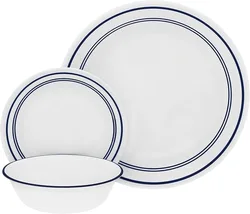 סט צלחות קורנינג 18 חלקים classic cafe blue